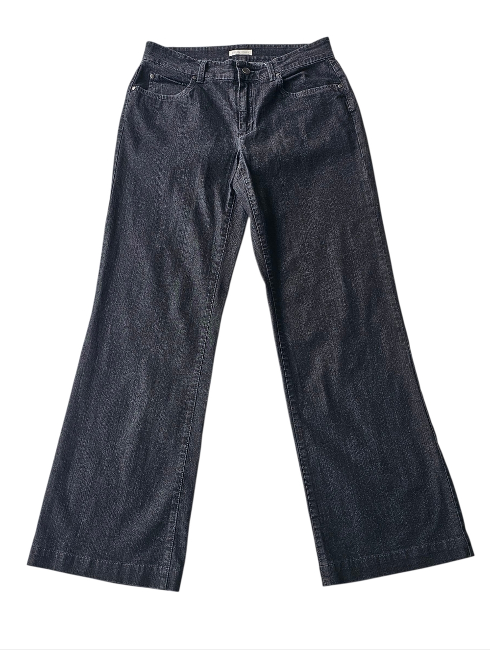 Eileen Fisher Wide Leg Jeans - Size 6 Charcoal Organic Cotton Lightweight Denim